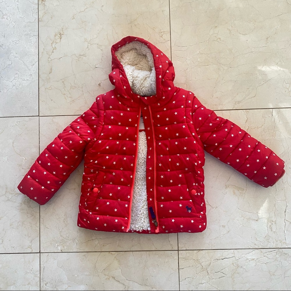Mini Boden Like New Polka Dot Puffer Jacket Sz 4-5